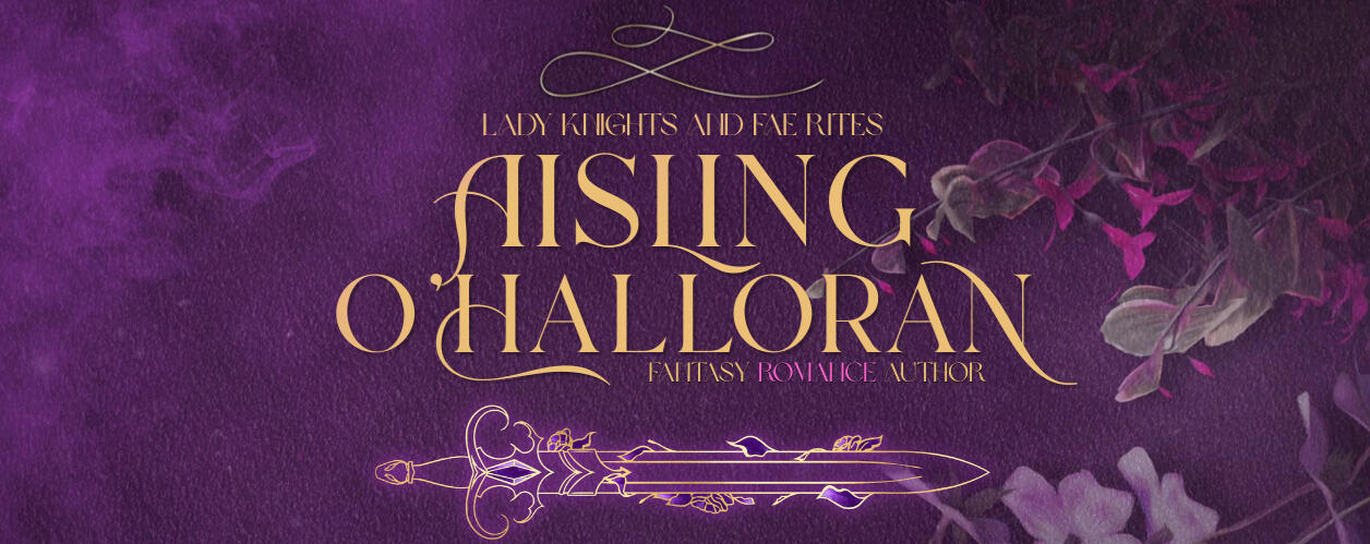 Banner Aisling O'Halloran banner showing flowers and a glowing sword surrounding name